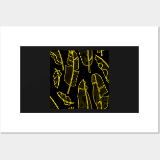 Banana leaves yellow on black Posters and Art